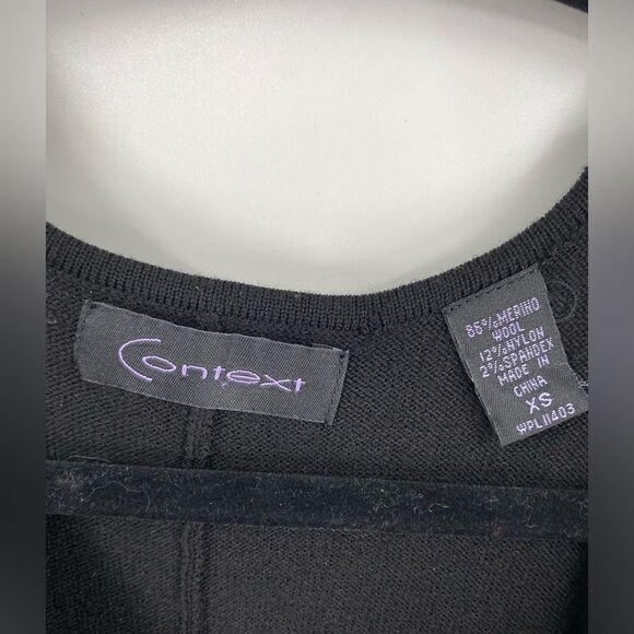 Context Women’s V Neck Balloon Sleeve V Neck Wool Blend Black Mini Dress size XS - Picture 2 of 3